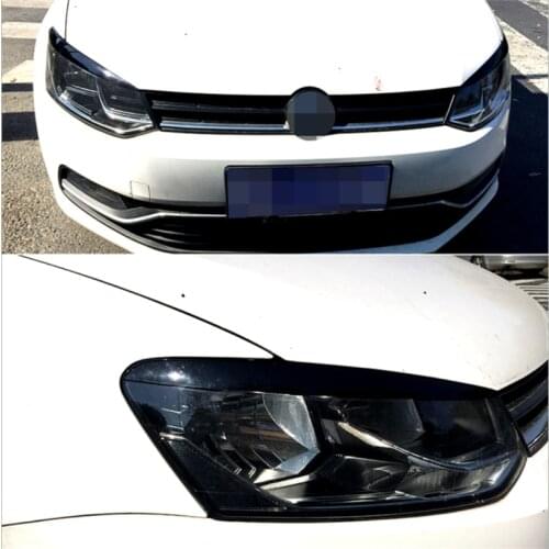 2pcs Car Styling Front Headlight Eyebrow Eyelid Cover Trim For VW Volkswagen Polo ABS Black White Auto Replacement Part