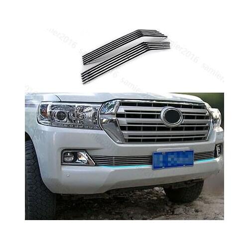 2x Steel Fit For Toyota Land Cruiser 16-17 Front Bumper Grill Grille Cover Trim