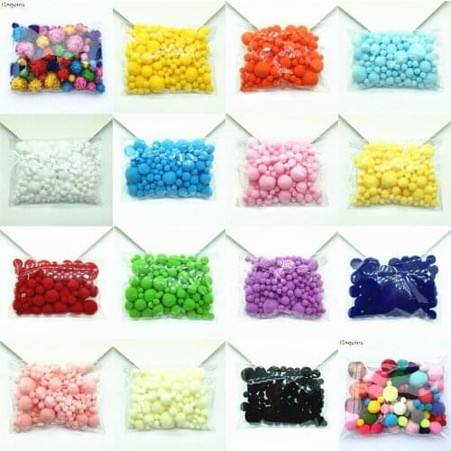 20g Mix Size Mulit Colors Pompom Fur Craft DIY Soft Pom Poms Wedding Decoration/Sewing On Cloth Accessories from 8mm to 30mm