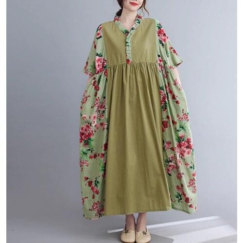 2021 Plus Size Summer Dress Women Oversize Loose Casual 5XL 6XL 7XL Cotton Linen Dress Robe Female Vintage Beach Lady Vestidos