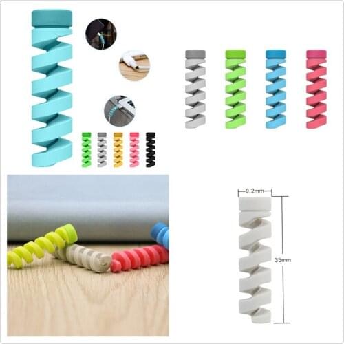 6pcs Cable protector Bobbin winder Data Line Case Rope Protection Spring twine For iPhone Android USB Earphone Cover