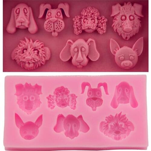 7kind Animal Dog Family Silicone Fondant Soap 3D Cake Mold Cupcake Jelly Candy Chocolate Decoration Baking Tool Moulds FQ1743