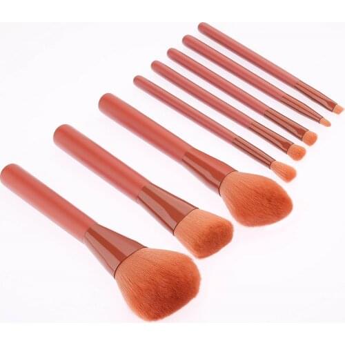 8PCS Makeup Brush Set pink handle For Eyebrow Eyeshadow Foundation Concealer Contour Powder Face Brush T08081