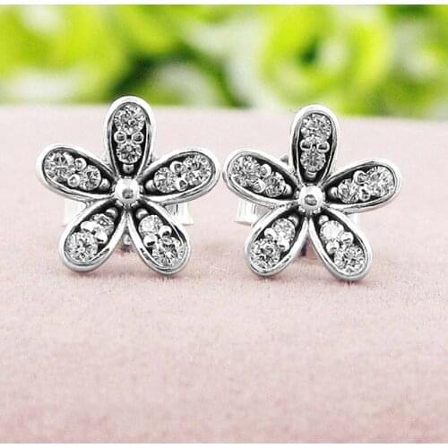 Flower Silver Earrings S925 Silver Ear Studs Hoop Earrings for Women Fashion Silver Drop Earring Jewelry Girl Lady Woman Gift