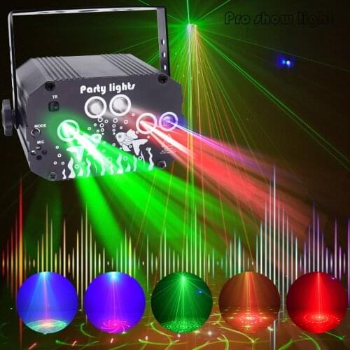 Disco Light RG Laser Light DJ LED Stage Beam Lights Remote Control Christmas Party Lights With Strobe Flash Effect Chargeable