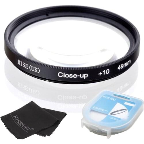 HOT SALE RISE(UK) 49mm Close-Up +10 Macro Lens Filter for Nikon Canon SLR DSLR Camera + filter case + gift