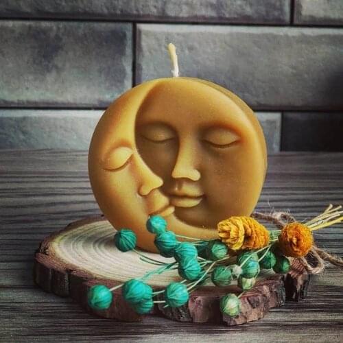 Yin-Yang Moon Face Shape Silicone Candle Mold Creative Design Vintage Style Aroma Simple Design Making Soap Home Decor Mould