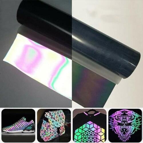 20 x 5 0cm Rainbow Reflective Lettering Film Heat Transfer Vinyl Film T-shirt Iron Printing Crop Number Pattern