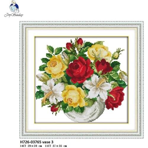 Joy Sunday Vase 3 Patterns Counted Cross Stitch kit DIY Hand Made Embroidery set Needlework Home Decoration Send Gift