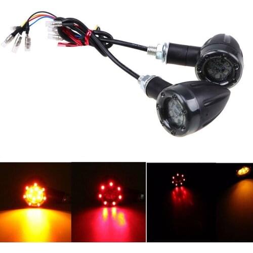 JX-LCLYL 1Pair Red+Amber Motorcycle Bullet LED Turn Signal Indicator Light for Harley