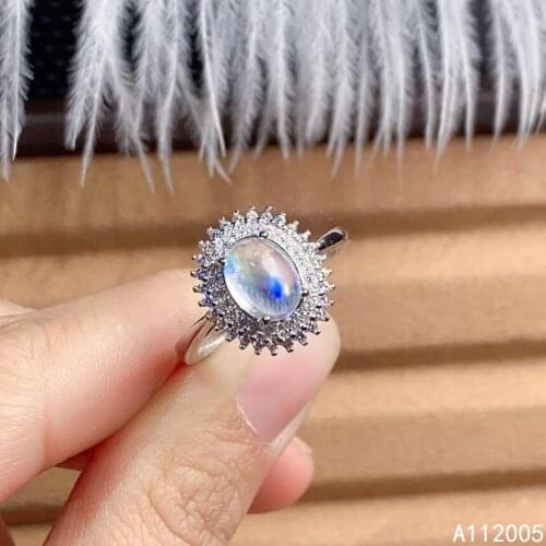KJJEAXCMY fine jewelry 925 sterling silver inlaid natural moonstone new Female ring classic Support Detection