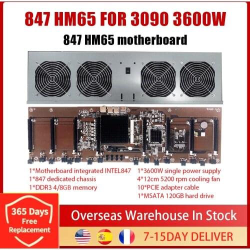 A Set For 3090 Motherboard Integrated INTEL847 GPU Chassis DDR3 4GB Memory MSATA 120GB Hard Drive 3500W PSU 5200 RPM Cooling Fan