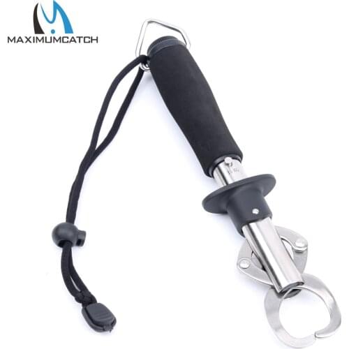 Maximumcatch 15KG Fish Lip Grip Stainless Steel Trigger Lock Fishing Gripper Grab Clamp Grabber Carp EVA Handle Tackle Tool