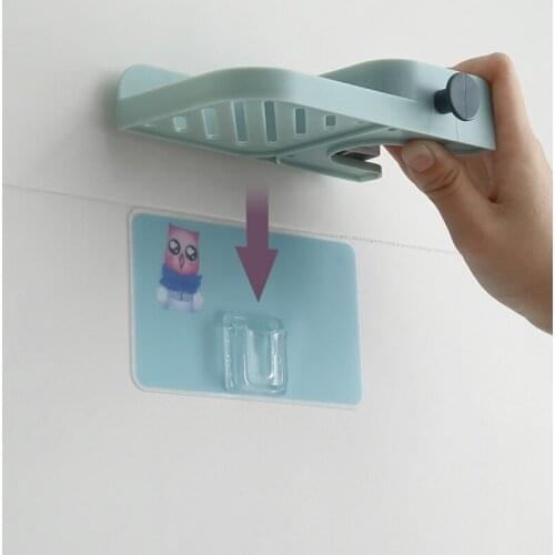 Multi-Function Rack With Soap Bracket and Mop Rack Bathroom Wall Hanging Free Punching Mop Clip Hook Sticking JDH88