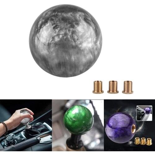 Marble Style Round Ball Gear Shift Knob Acrylic Shifter Knobs Stick Shift Knobs with 3 Adapter for Manual Car