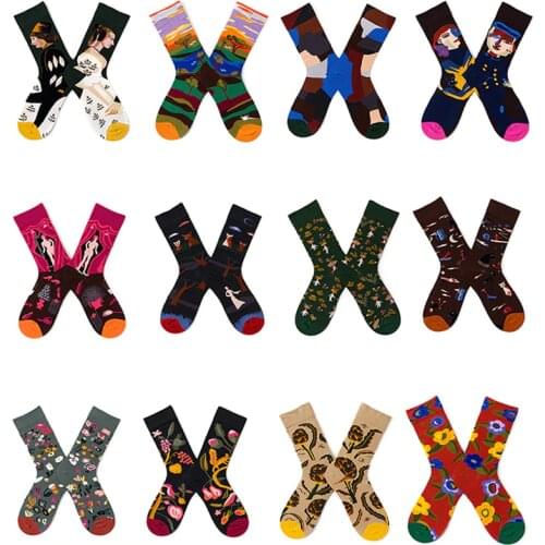New design couple graffiti socks portrait Harajuku high tube hip hop cotton socks color socks men sexy women socks