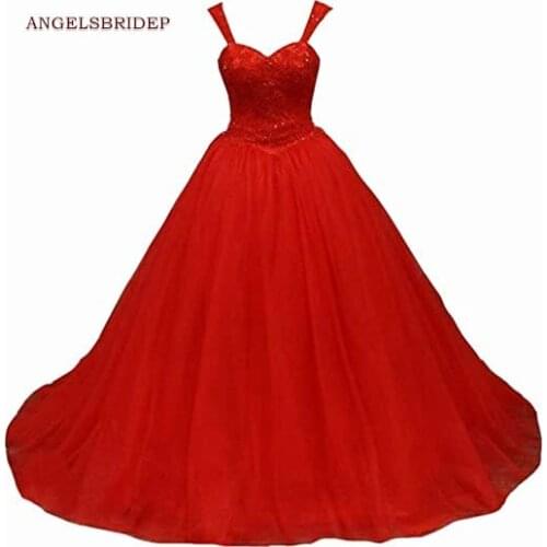 ANGELSBRIDEP Straps Quinceanera Dresses 15 Party Sparkly Beading Tulle Sweet 16 Cinderella Formal Birthday Gowns Hot Sale