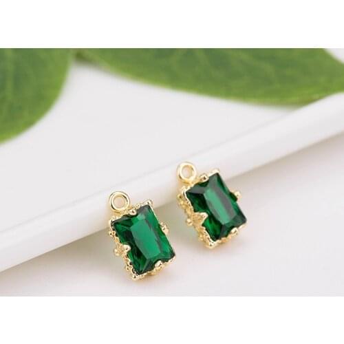 14K Gold Color Brass and Zircon Rectangle Charms Pendants Jewelry Making Supplies Diy Findings Accessories