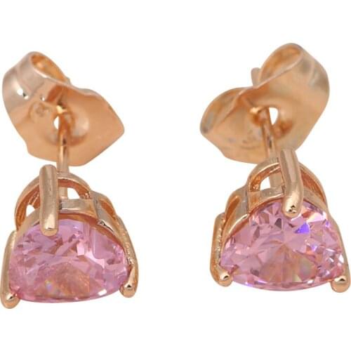 Heart shape gold tone pink Crystal stud earrings for women Health Nickel & Lead free Fashion jewelry online JE824A