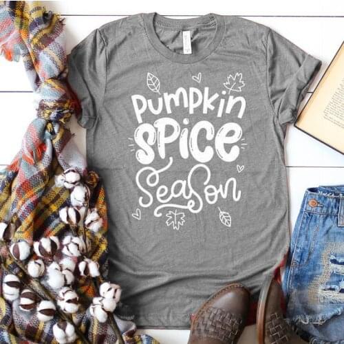 Pumpkin spice season Hipster T-Shirt Pumpkin Thanksgiving Autumn Tee Casual Slogan graphic Grunge Tops Gift Fall Heart Shirts