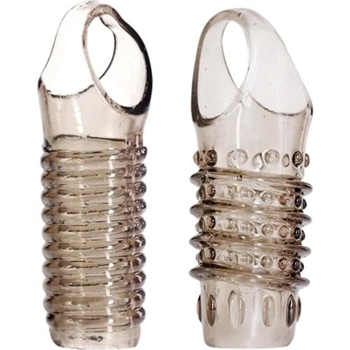 Silicone Reusable Penis Sleeve Flexible Glans Penis Enlarger Extender Delay Ejaculation Cock Ring Adult Sex Toys For Men Couples