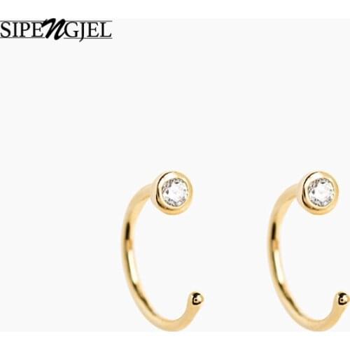 SIPENGJEL Fashion Inlaid Zircon Dainty Crystal Piercing Earrings For Women Hypoallergenic Small Stud Earrings Minimalist Jewelry