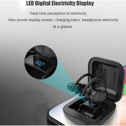 2021 Newest B1 Sports Bluetooth Headset Digital Display Screen Ear-hung Waterproof TWS 5.0 Wireless Bluetooth Headphones
