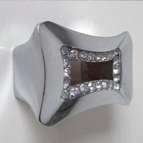 32mm Glass Crystal Dresser Drawer Pulls knobs Shiny silver chrome rhinestone dresser cupboard furniture decoration handles knobs