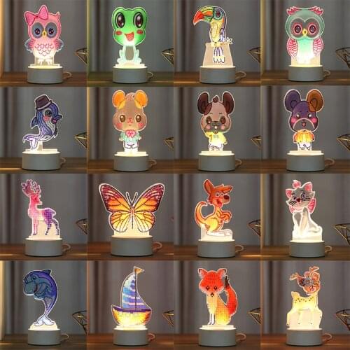 LED Decoration Light Cartoon Frog DIY Diamond Painting Light Bedroom Night Lamp Home Desk Decorative Animal Night Lamp