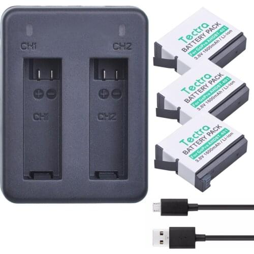 Tectra 3PCS AHDBT-401 AHDBT 401 Li-ion Bateria + USB Dual Charger for GOPRO Hero4 Sport Action Camera GoPro4 battery AHDBT401