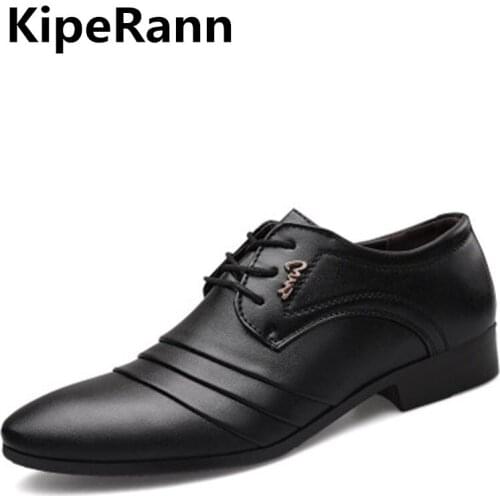 Luxury brand PU leather fashion mens business dress casual shoes black Oxford shoes breathable formal wedding shoes dance shoes