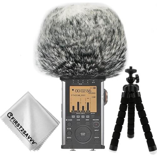 Outdoor Portable Digital Recorders Furry Microphone Mic Windscreen Wind Muff for Tascam DR-44WL DR44 WL DR40 DR 40k+ mini tripod