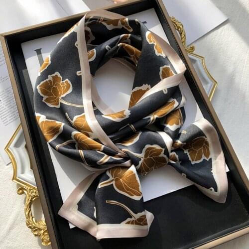 2021 spring Korean version of all-match women scarf silk hand-feel double-sided printing scarf thin section scarf 15x150cm