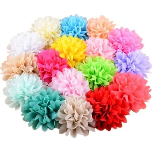120pcs/lot High Quality 4'' Chiffon Flowers girls Headdress Flowers 32 Colors For Choose freeshipping FH03