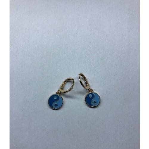 Tai Chi color gossip golden small ear ring personality temperament a pair