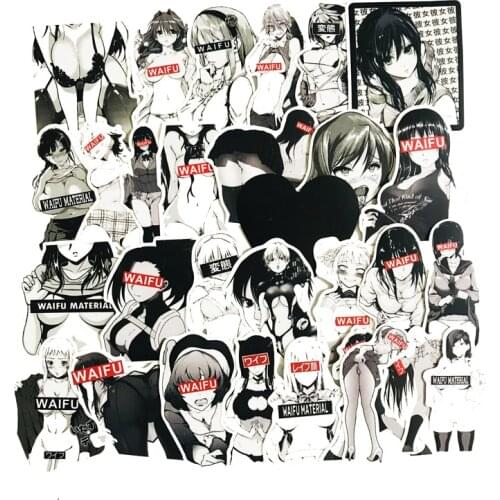 10/30/50PCS Black and White Sexy Two-dimensional Anime Beauty Luggage Trolley Case Laptop Waterproof Sticker Wholesale