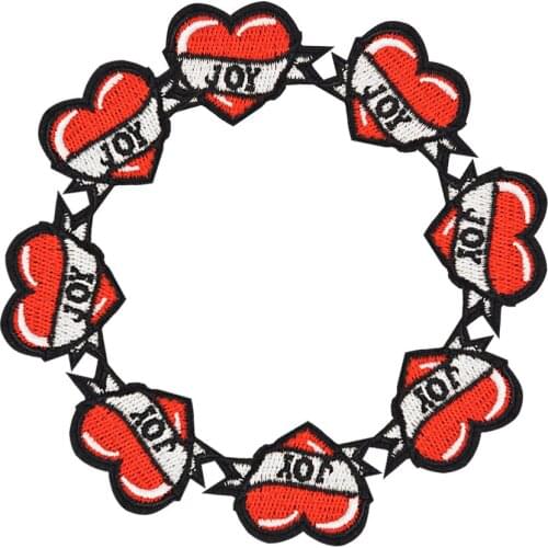 10 pcs joyful heart patches badges for clothing iron embroidered patch applique iron on patches sewing accessories for clothes