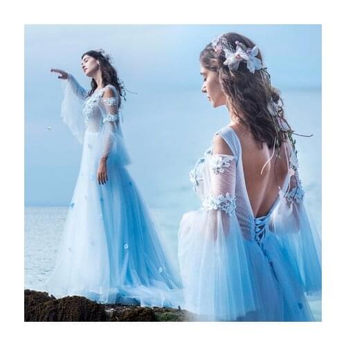 100% real sea fairy cosplay court long medieval dress Renaissance Gown princess cosplay Victorin/Marie Antoinette bell ball gown