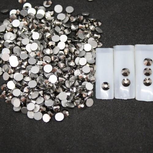 1440 pcs/Pack SS3-SS10 Jet Hematite Nail Art Decorations Rhinestones For 3d Charm Glass Flatback Non Hotfix DIY Nails