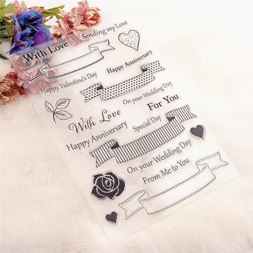 15x21cm Love Ribbon Clear Stamps Transparent Seal Silicone Seal TPR Christmas Wedding Roller Stamps DIY Scrapbook Album Card