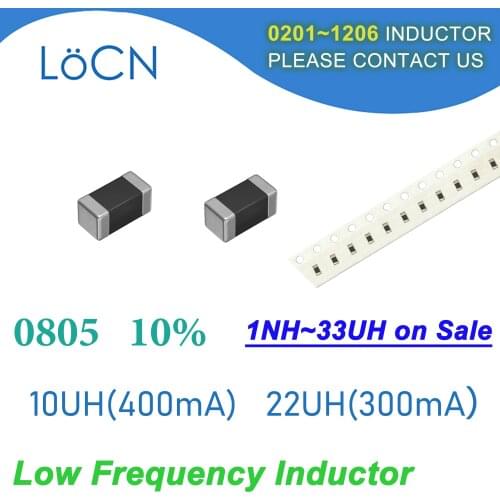 3000Pcs 0805 2012 10% SMD Chip Inductor 10UH(400mA) 22UH(300mA) Plastic package Multilayer Ferrite Inductors High Quality UH