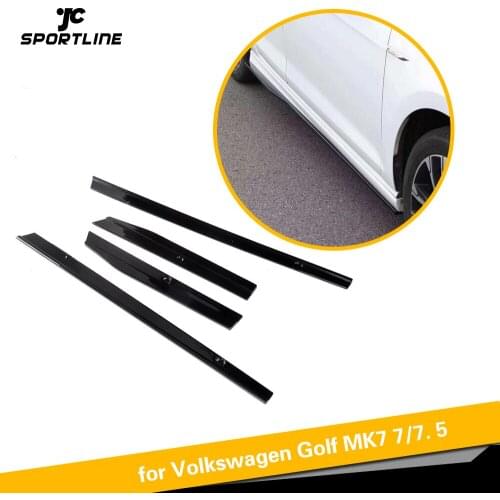 Black PP Side Skirts Aprons Door Protector Chin Kit Guard for Volkswagen VW GOLF 7 7.5 R R Line Hatchback 2014 - 2018 4PC