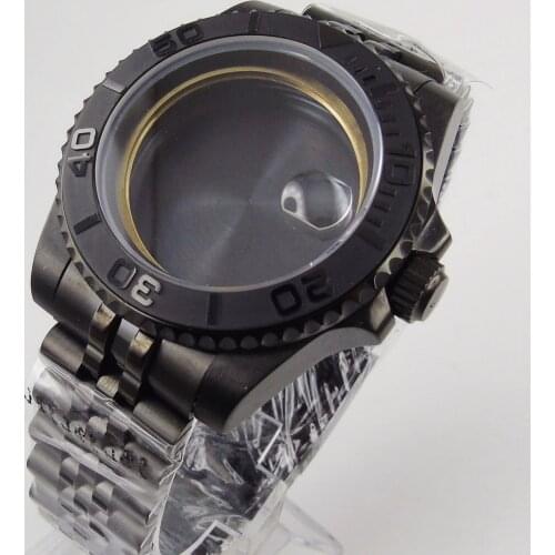 40MM Accessories Parts jubilee Sapphire Glass PVD Rotating Ceramic Bezel Watch Case Fit NH35 NH36 MOVEMENT