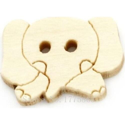 50 Pcs 18mm Elephant 2 Holes Wooden Buttons, for Sewing, Scrapbooking, Embelishments, Crafts 7NK43
