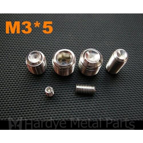 500pcs/lot M3*5 DIN916 stainless steel Concave end fastening screw hex socket set scew with cup point grub screw
