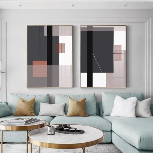 Abstract geometric Canvas brownness painting poster and print unique abstraction decor wall art picture for Living room bedroom