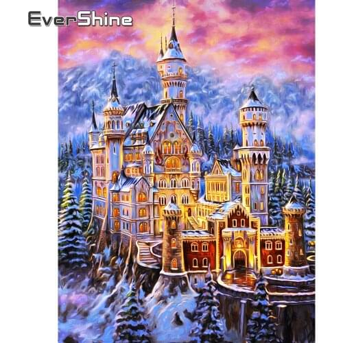 EverShine Diamond Painting Landscape Cross Stitch Full Drill Square Diamond Embroidery Castle Mosaic Art Set Rhinestone Pictures