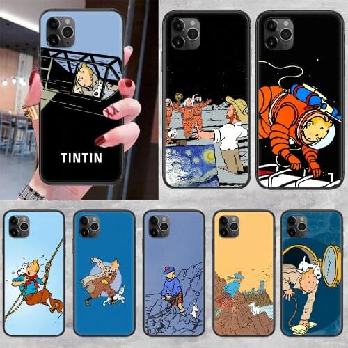 The Adventures Of Tintin Phone Case Cover Hull For iphone 5 5s se 2 6 6s 7 8 12 mini plus X XS XR 11 PRO MAX black pretty