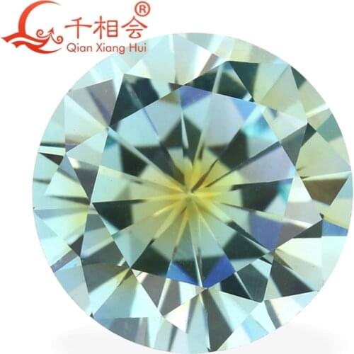 TZ001 Round shape cubic zirconia special color one-time forming multi light blue yellow color cz loose stone