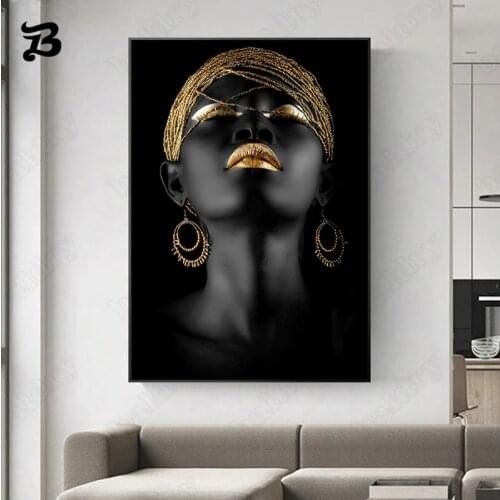 Room Decoration Figure Painting Women Characters Canvas Painting Contemplator Black African Nude Woman Wall Pictures for Bedroom